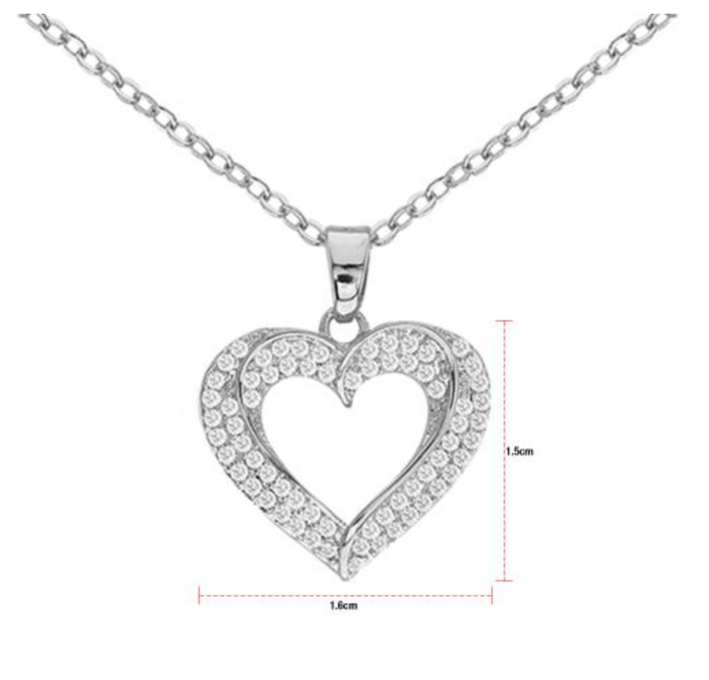 Cubic Zirconia Open Heart Pendant Necklace