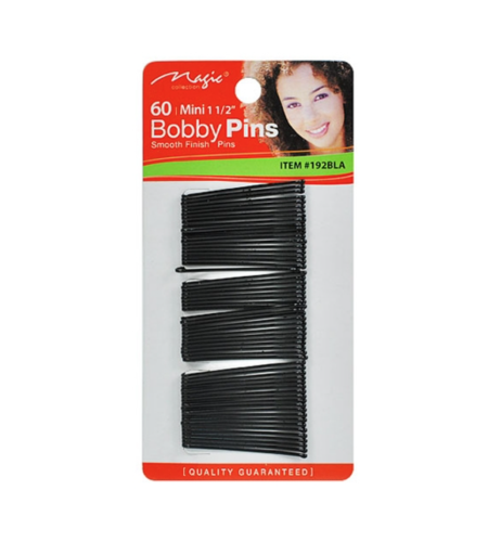 Mini 1 1/2" Bobby Pins Black 60Pcs