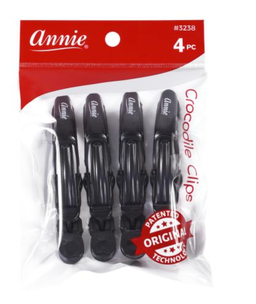 Annie Crocodile Clips Black 4.5" 4ct