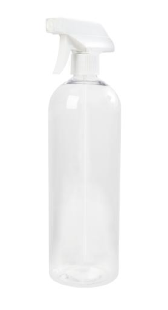 Clear Plastic Spray Bottle with White Sprayer 1000ml