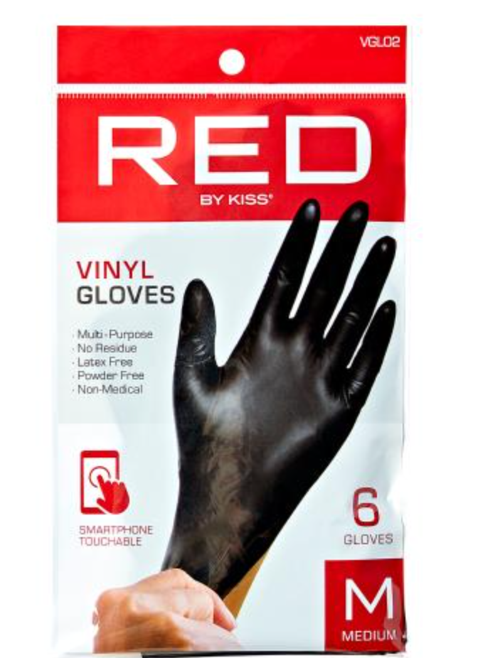 Red by Kiss Black Vinyl Gloves 6pcs
