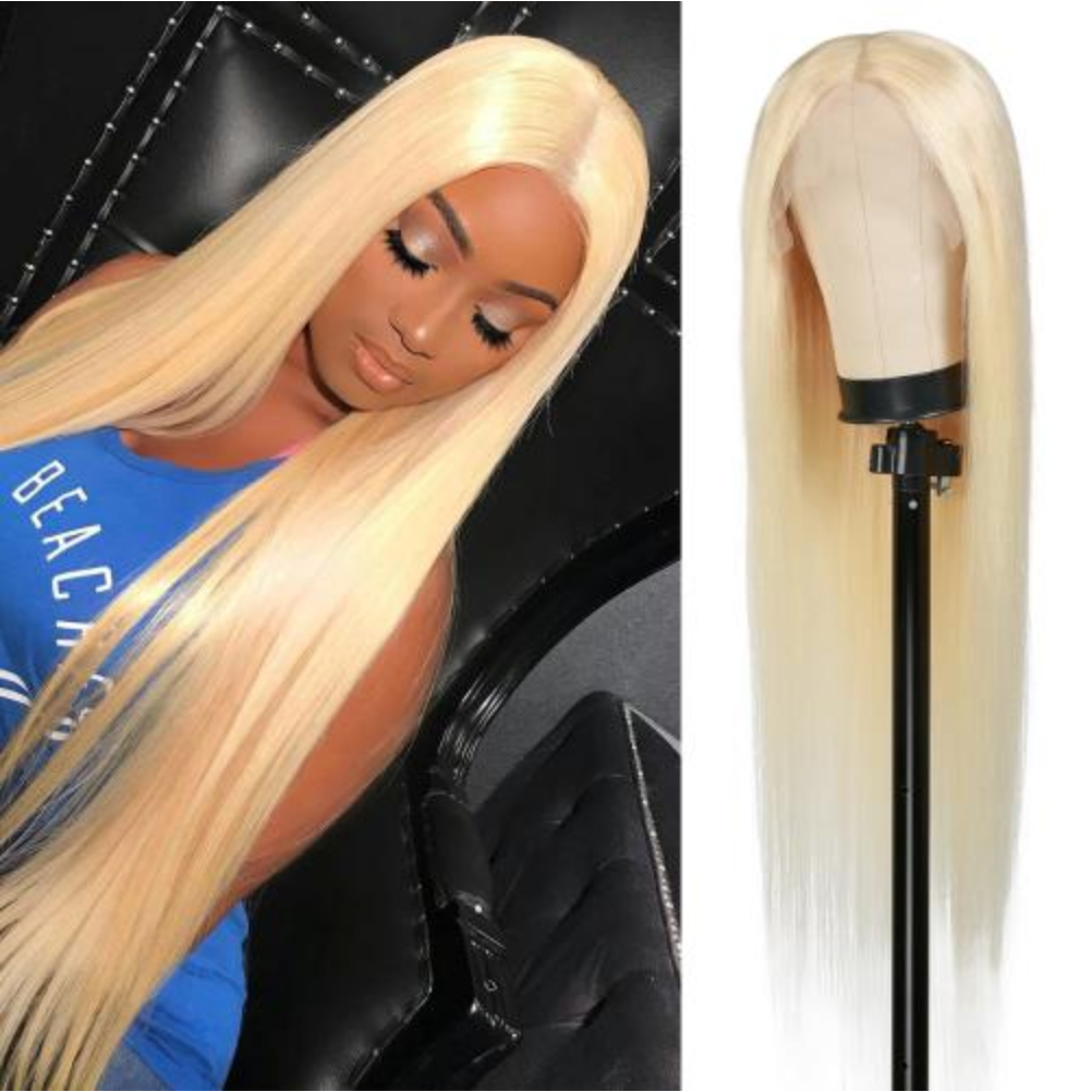 100% Virgin Human Hair HD Lace Deep Part Wig 613 Blonde Straight (22"-36")